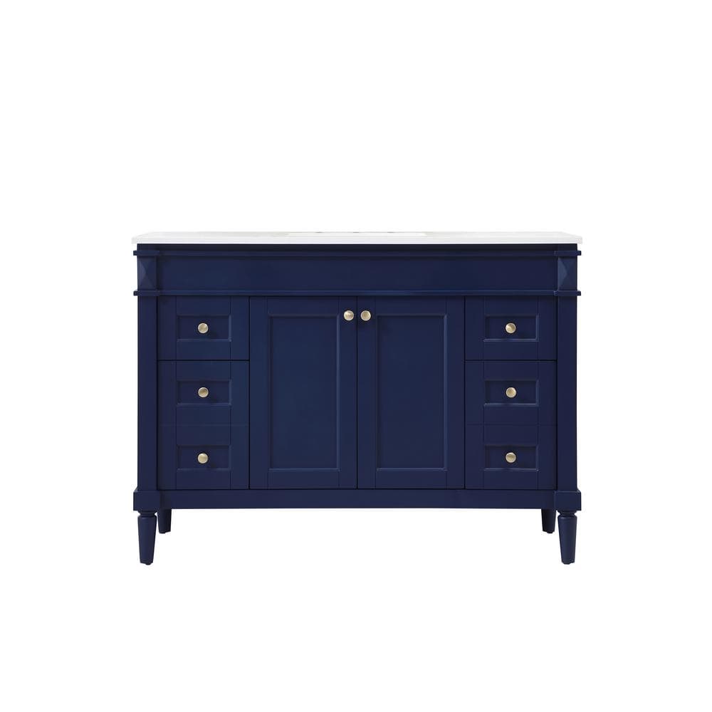 Simply Living 48 in. W x 21 in. D x 35 in. H Bath Vanity in Blue with Ivory