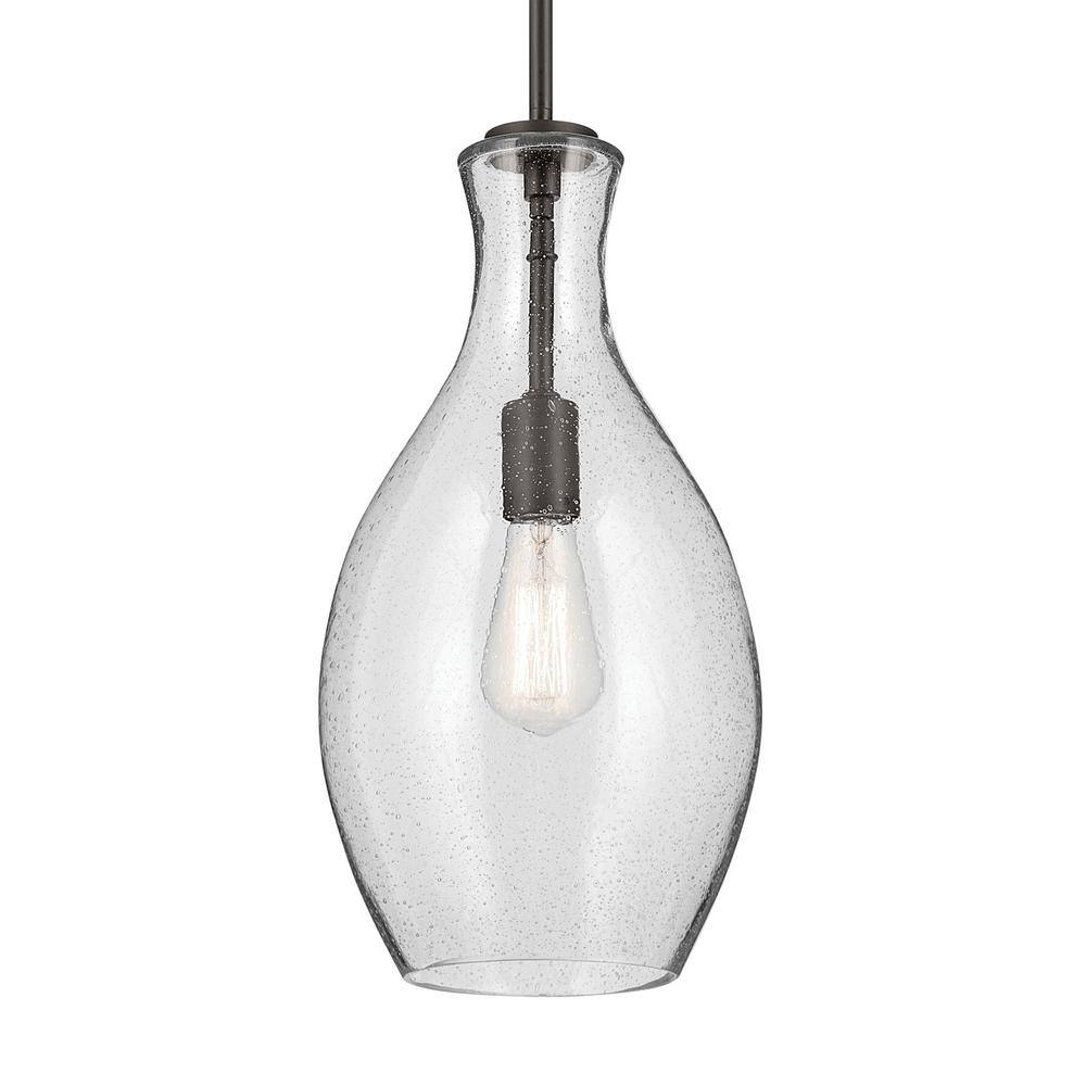 Everly 17.75" Olde Bronze Pendant with Clear Seeded Glass