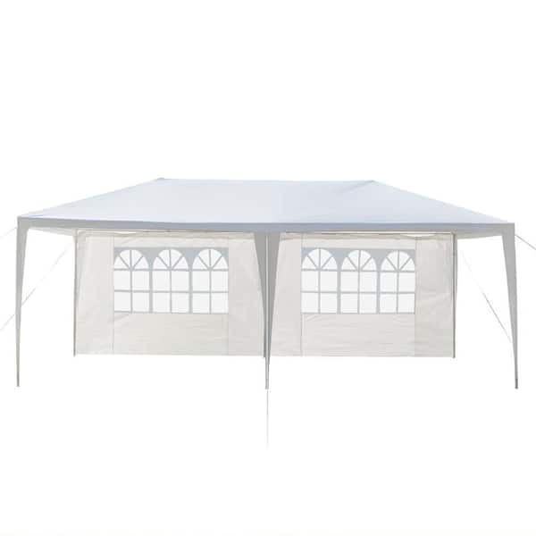 10 ft. x 20 ft. White Outdoor Party Tent with 4 Removable Sidewalls, Waterproof Canopy Tent, Wedding Tent