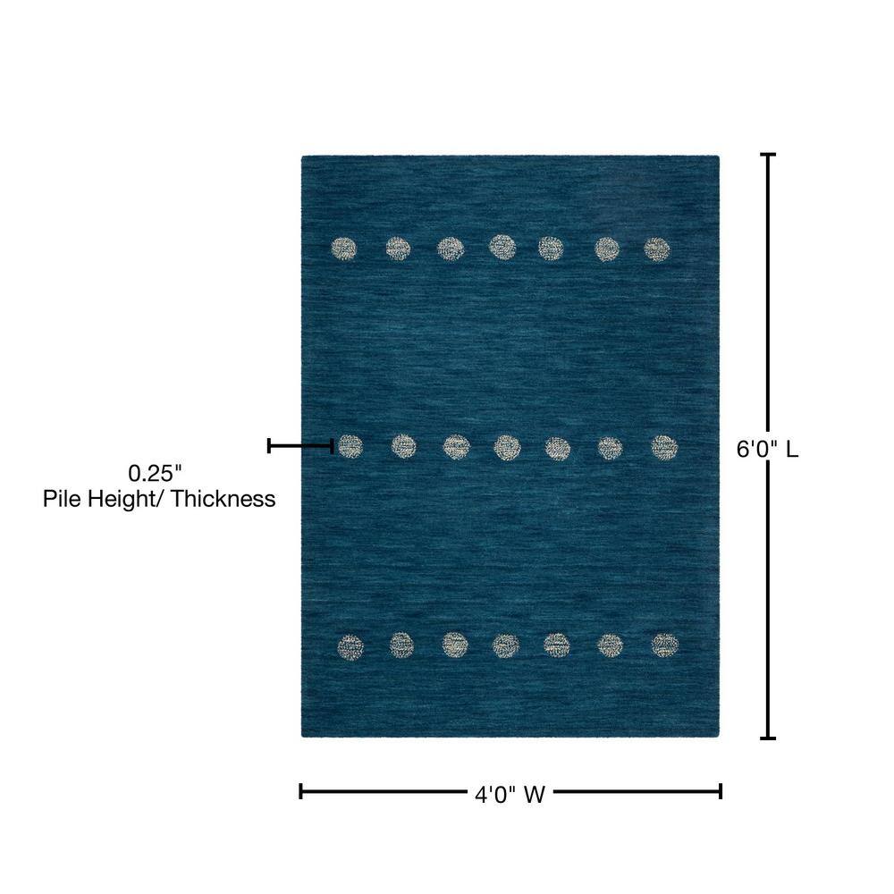 Himalaya Blue Hand-Knotted Wool 4' x 6' Area Rug