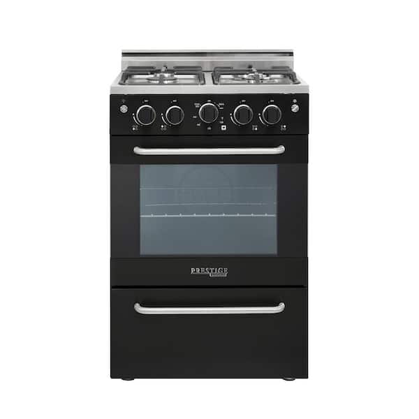 Unique Appliances Prestige 24 in. 2.3 cu. ft. Gas Range with Convection Oven and Sealed Burners in Black