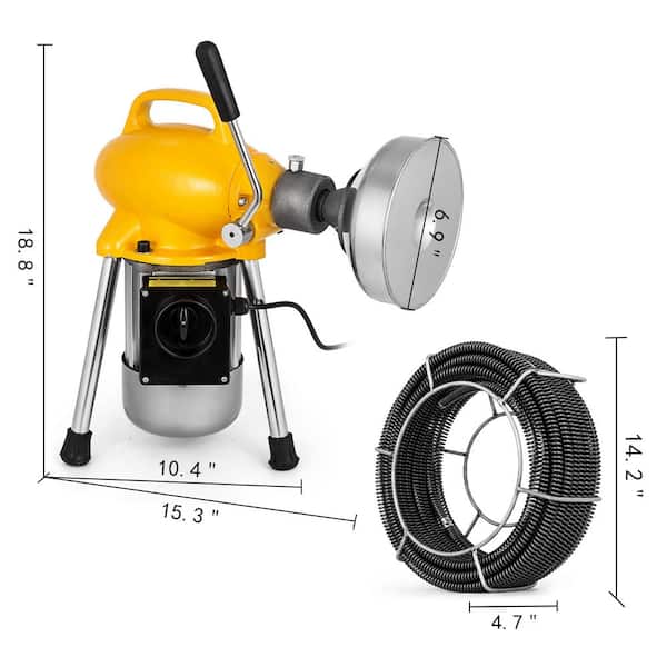 Drain Cleaner Machine, 66Ft x2/3Inch Electric Drain Auger with 2 Cables for  3/4 to