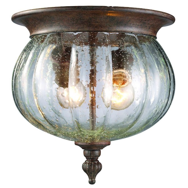 Unbranded Lawrence 2-Light Weathered Bronze Outdoor Flushmount