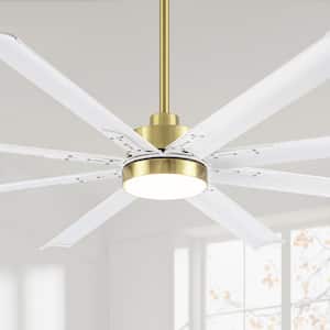 Oscar 6 ft. Integrated LED Indoor White-Aluminum-Blade Gold Ceiling Fan with Light and Remote Control Included