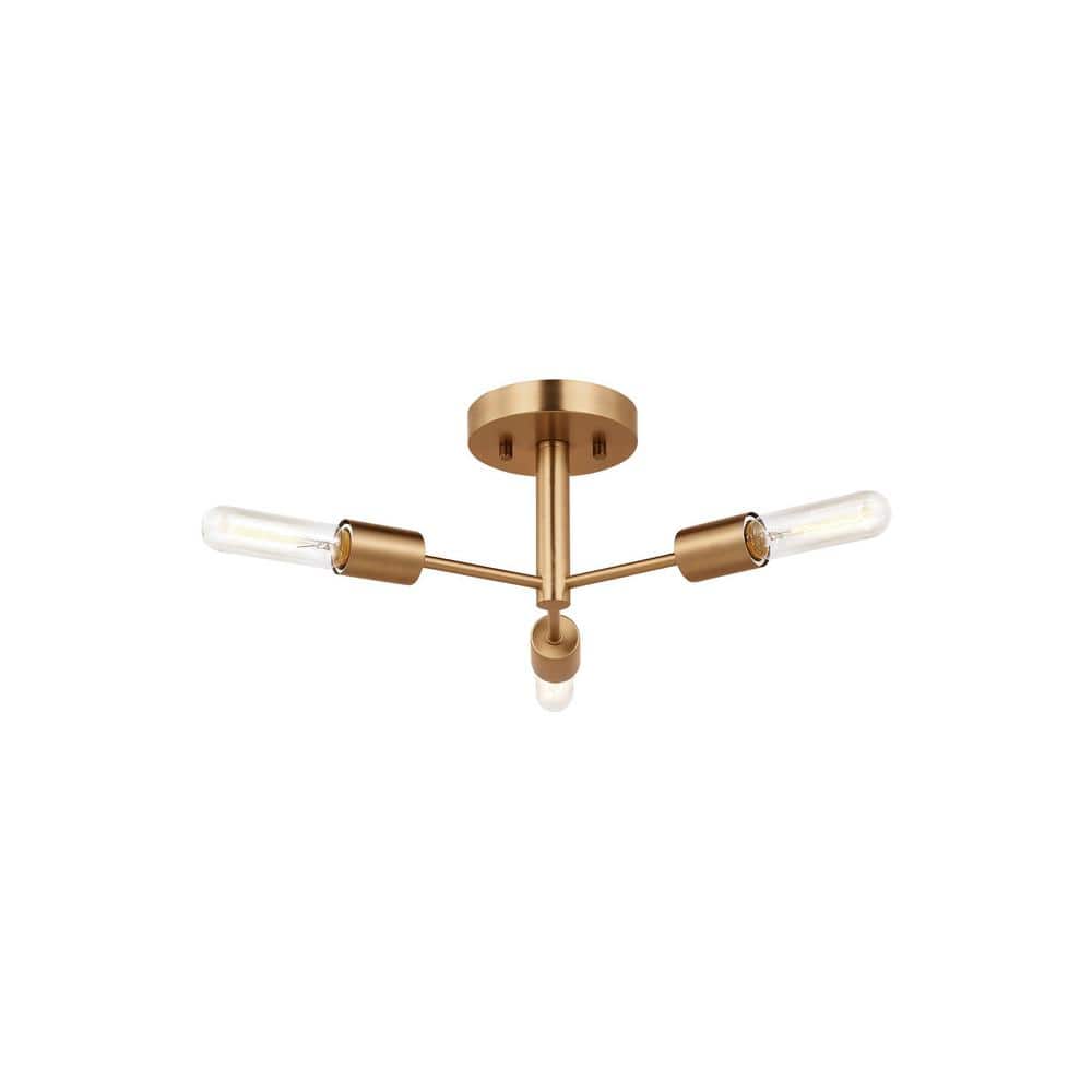 Axis 24" Satin Brass 3-Light Semi-Flush Mount