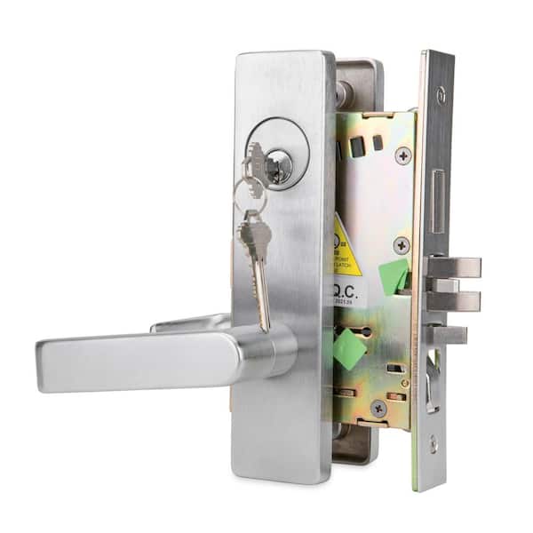 Taco DXML Series Brushed Chrome Grade 1 Storeroom Mortise Lock Door Handle with Escutcheon Right-Handed Lever