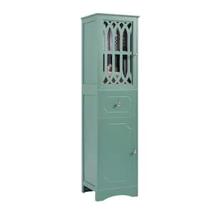 16.50 in. W x 14.20 in. D x 63.80 in. H Green Freestanding Linen Cabinet Storage Cabinet with Drawer and Doors