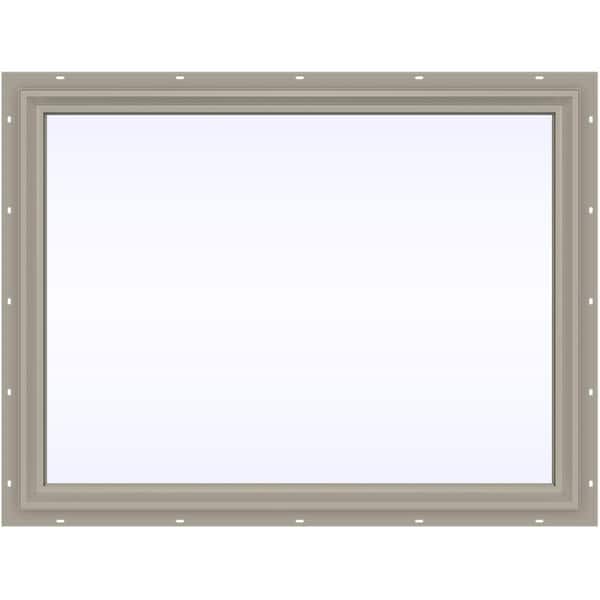 JELD-WEN 47.5 in. x 35.5 in. V-2500 Series Desert Sand Vinyl Picture Window w/ Low-E 366 Glass