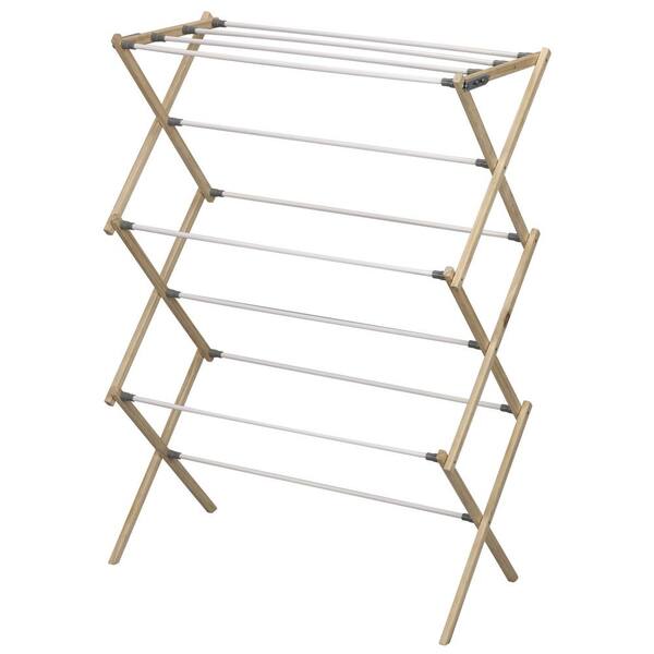29.5 in. x 42.5 in. Natural/White Drying Garment Rack 5146 - The Home Depot