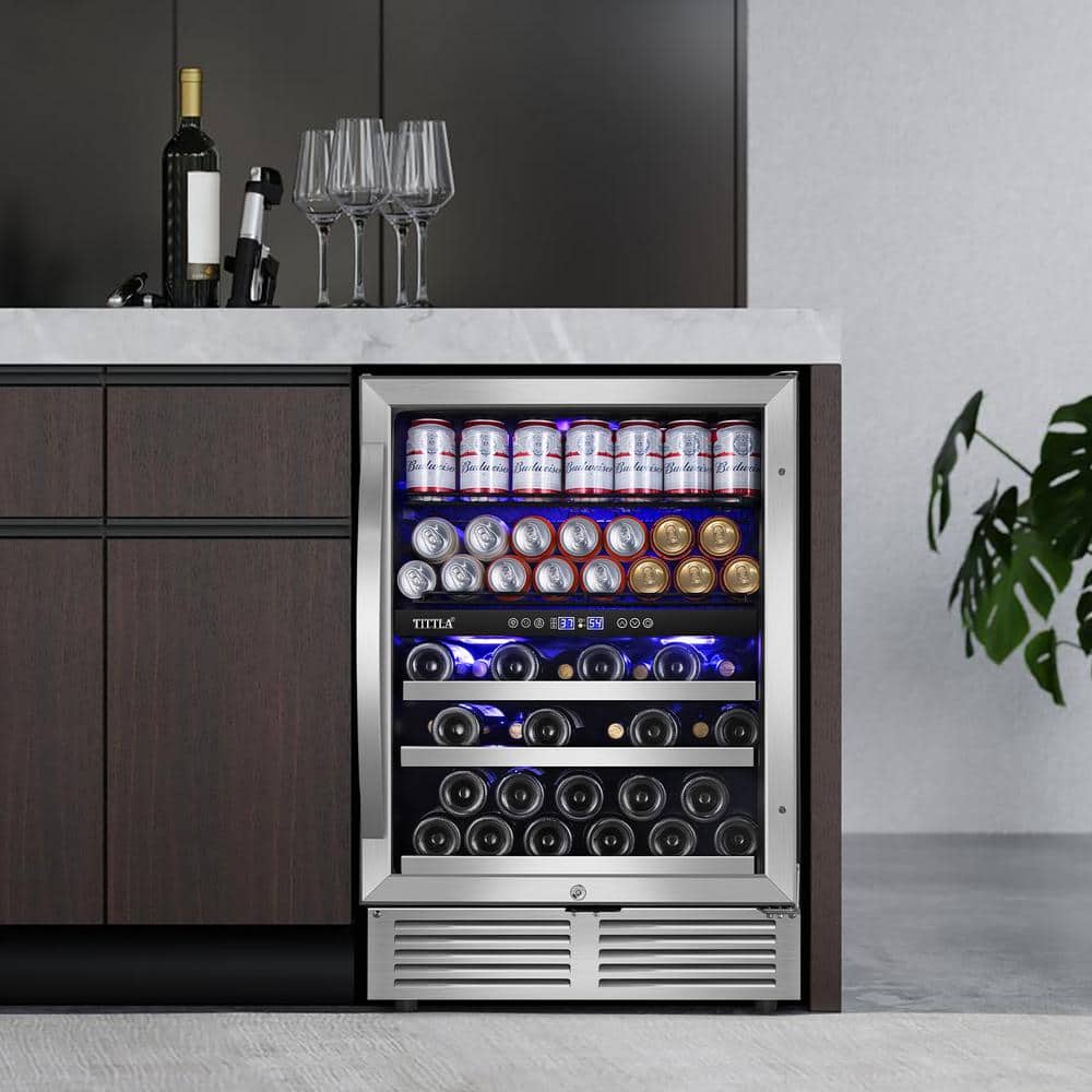 Tittla 24" Stainless Steel Dual Zone Wine and Beverage Cooler