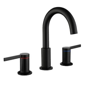8 in. Widespread Double Handle Bathroom Faucet in Black