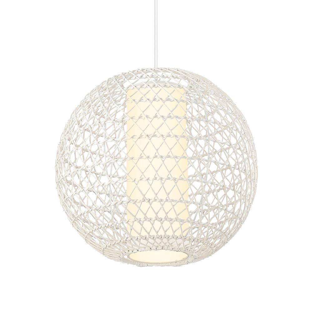 60- Watt 1-Light White Boho Woven Pendant Light with Handwoven Rattan Shade price history on PriceWatchPro