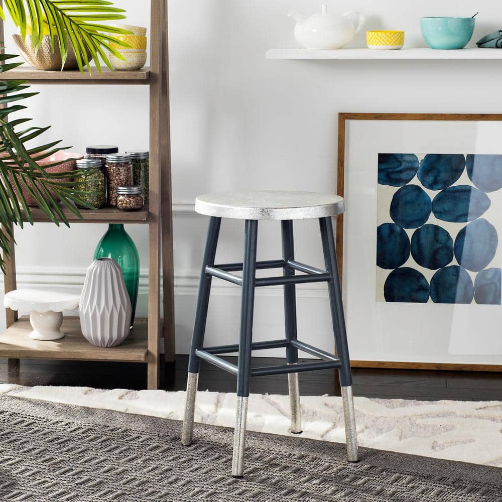 Transitional Gray Iron 24" Backless Counter Stool