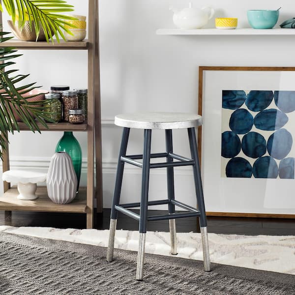 Kenzie 24 in. Gray/Silver Dipped Counter Stool