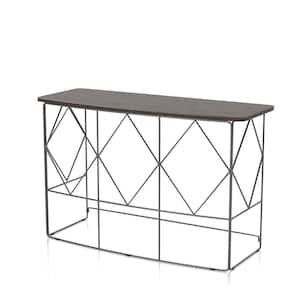Mannis 47 in. Walnut and Black Rectangular Wooden Top Console Table