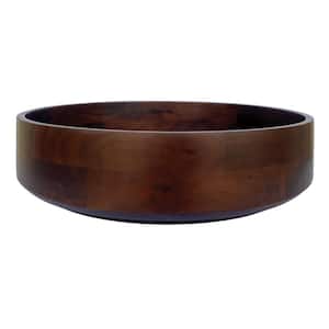 16.25 in. 316 fl. oz. Walnut Brown Acacia Wood Serving Bowl with Lid