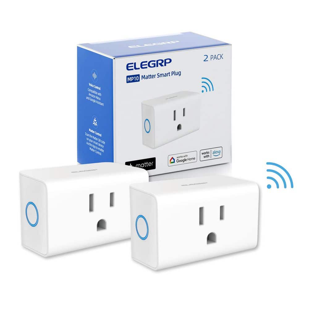 Mini Smart Plug Matter Supported 15A/1800W Max Compatible Apple Home/Siri/Alexa/Google Home/Smart Things White 2-Piece price history on PriceWatchPro