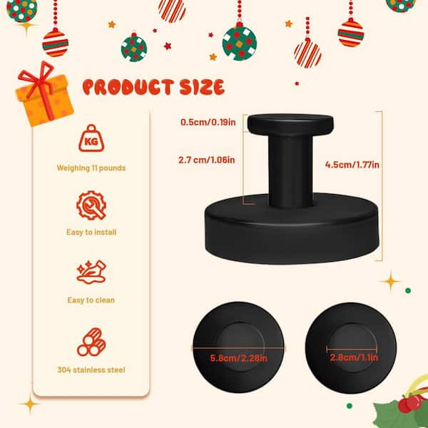 4-Pack Suction-Cup Hooks for Shower and Bathroom, No-Drill and Removable, Bath Robes, Towel Hooks, Black