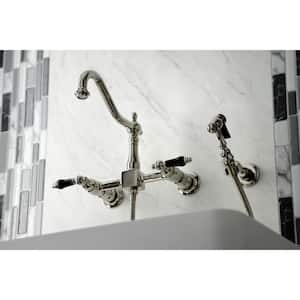 Duchess 2-Handle Wall-Mount Kitchen Faucet with Side Sprayer in Polished Nickel
