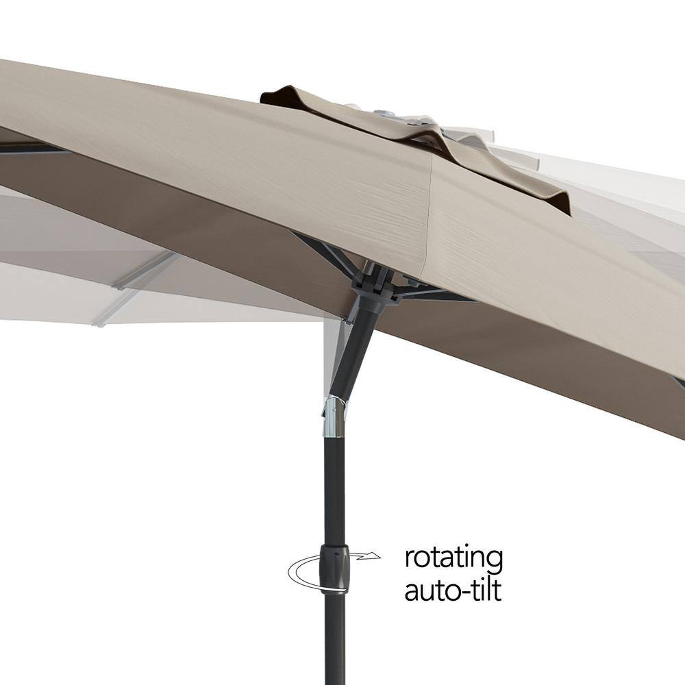10ft Sand Gray Tilting Market Patio Umbrella with Steel Frame