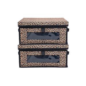 7 in. x 15 in. x 15 in. Small Leopard Multi Polyester Foldable Dual Access Bin Blanket Bag (2-Pack)