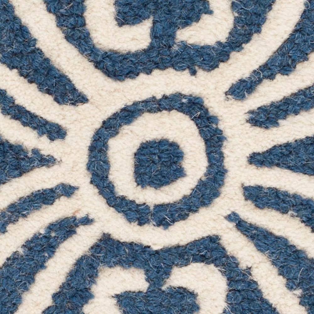 Navy Blue and Ivory Hand-Tufted Wool Area Rug