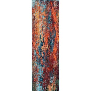 Celestial Atlantic 2 ft. x 12 ft. Abstract Contemporary Kitchen Runner Area Rug