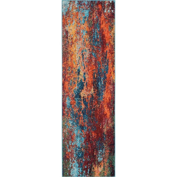 Celestial Atlantic 2 ft. x 12 ft. Abstract Contemporary Kitchen Runner Area Rug