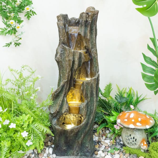 fuwara＊Miyu 39.4 in. H Outdoor Waterfall Fountain w/LED Lights,Easy Setup
