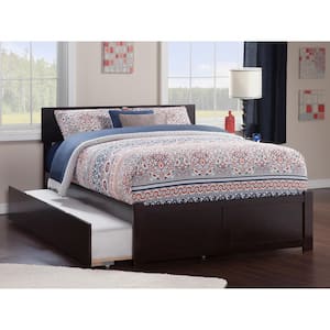 Orlando Espresso Dark Brown Solid Wood Frame King Platform Bed with Twin XL Trundle and Footboard