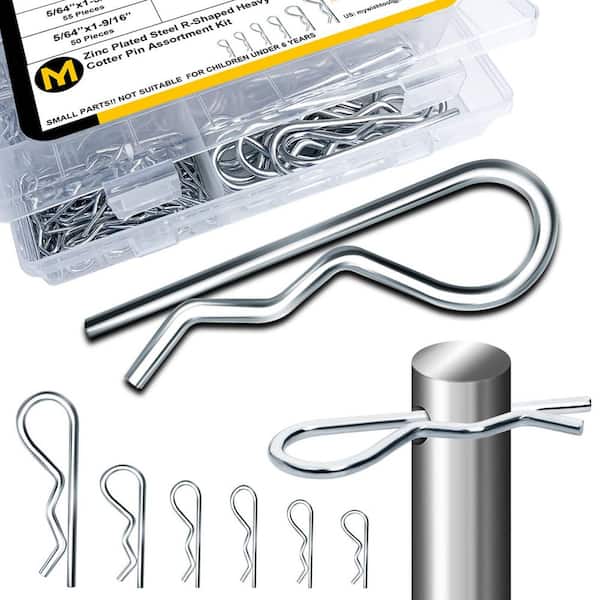 R-Clip Assortment Kit, Zinc-Plated Steel, 6-Sizes (270-Pack)