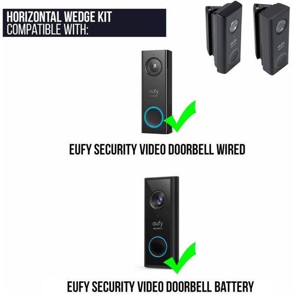 Wasserstein Horizontal Wedge Wall Mount for Eufy Security Video Doorbell  Wired Version and Security Video Doorbell Battery Version  EufyDoorbellMntBlkUS - The Home Depot