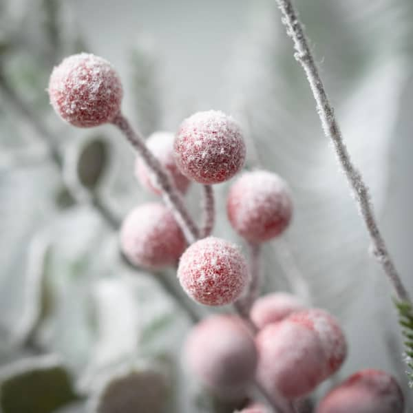 SULLIVANS 70 Artificial Silver Flocked Fern Berry Garland FECGD