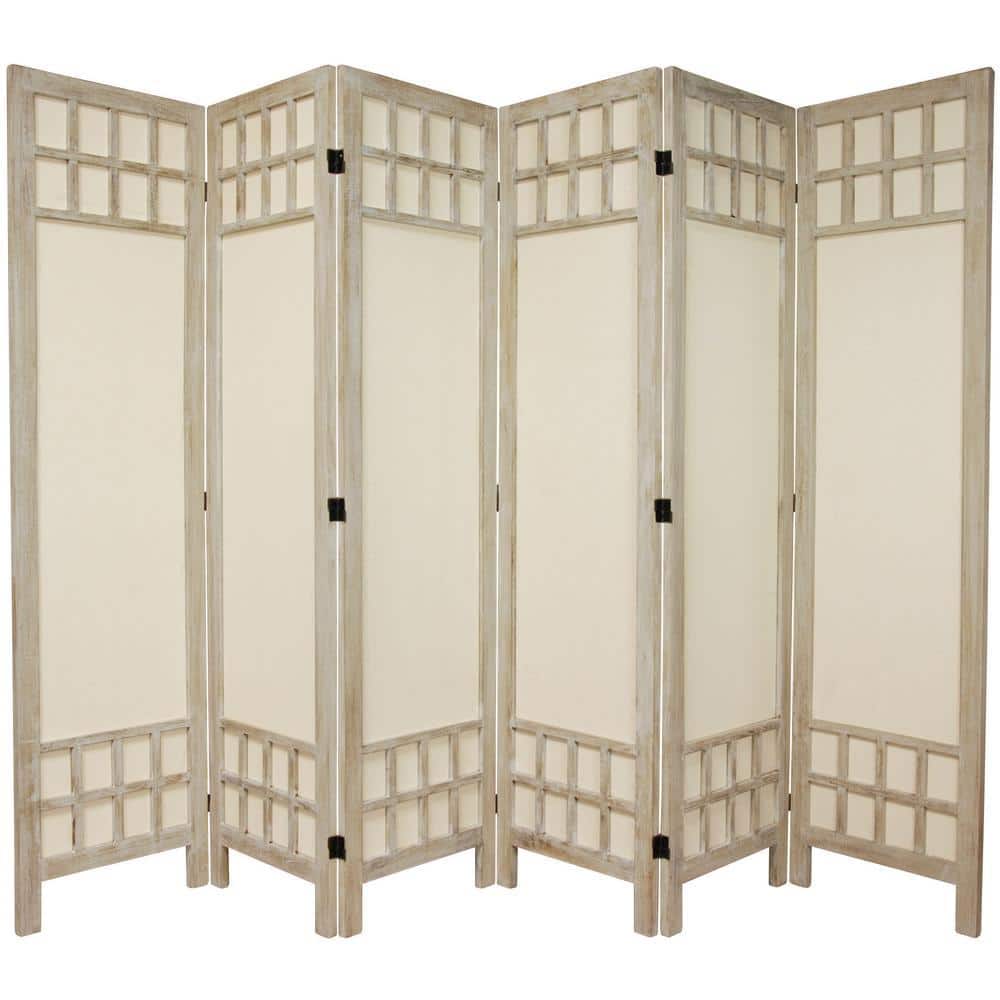 Window Light Deviders RED LANTERN 5.5 ft. Burnt White Muslin Window Pane 6-Panel Room Divider ...