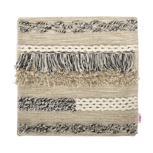 Glensford Hand-Loomed Boho Beige Multicolor 20 in. x 20 in. Pillow Cover