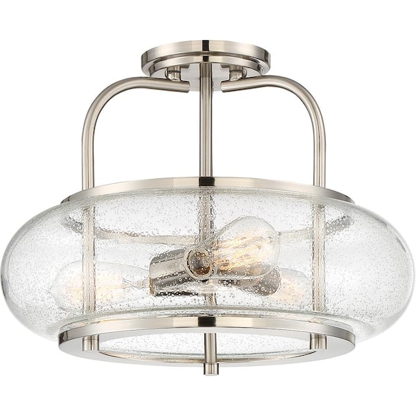 Trilogy 16 in. 3-Light Brushed Nickel Semi-Flush Mount