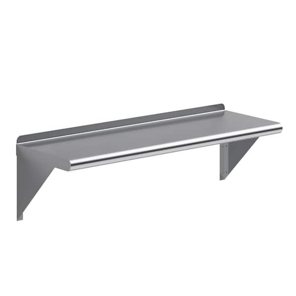 AMGOOD 12 in. x 36 in. Stainless Steel Wall Shelf Kitchen, Restaurant, Garage, Laundry, Utility Room Metal Shelf with Brackets