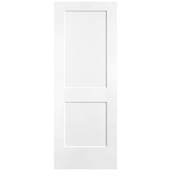 Masonite 30 in. x 80 in. 2-Panel Logan Single Bore Solid Core Ultra-Pure White Molded Composite Interior Door Slab