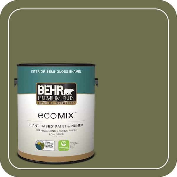 1 gal. #S370-7 Outdoor Oasis Semi-Gloss Enamel EcoMix Plant-Based Interior Paint & Primer
