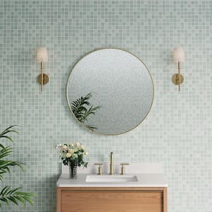 32 in. W. x 32 in. H Round Framed Wall Bathroom Vanity Mirror Decor Mirror in Brushed Gold