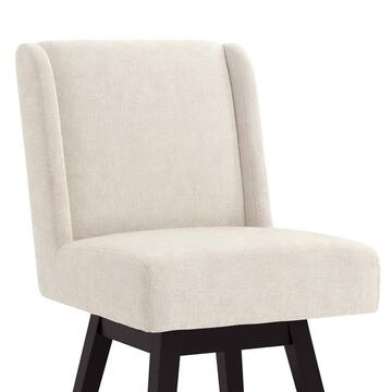 LUE BONA Joyce 26 in. Linen Fabric Upholstered Swivel Bar Stool with Solid Wood Leg High Back Counter Bar Stool (Set of 4) QYS-LINEN-4