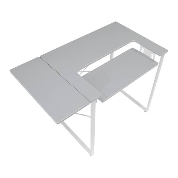 Sew Ready Folding Multipurpose 47.5 in.W x 28 in. D PB Craft Sewing Table  with 22 in. W Drop-Down Platform, White 13373 - The Home Depot