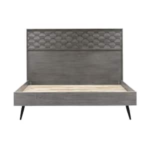 Makena 80 in. W Grey King Acacia Wood Frame Platform Bed