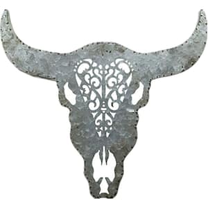 Galvanized Iron Bull Skull Wall Decor