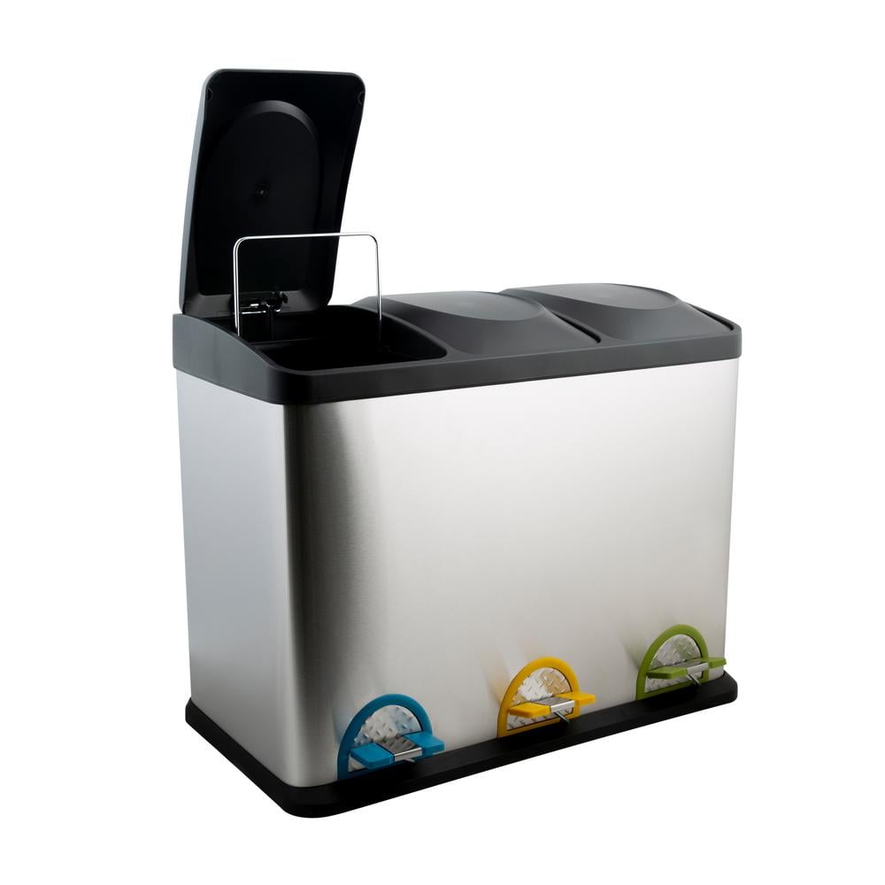 Stainless Steel 45 Liter Black Pedal Kitchen Recycling Bin