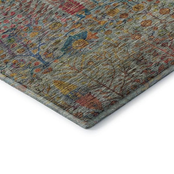 Mayfield Premium Machine Washable Abstract AMF2053 Green 2 ft. x 3 ft. Accent Rug