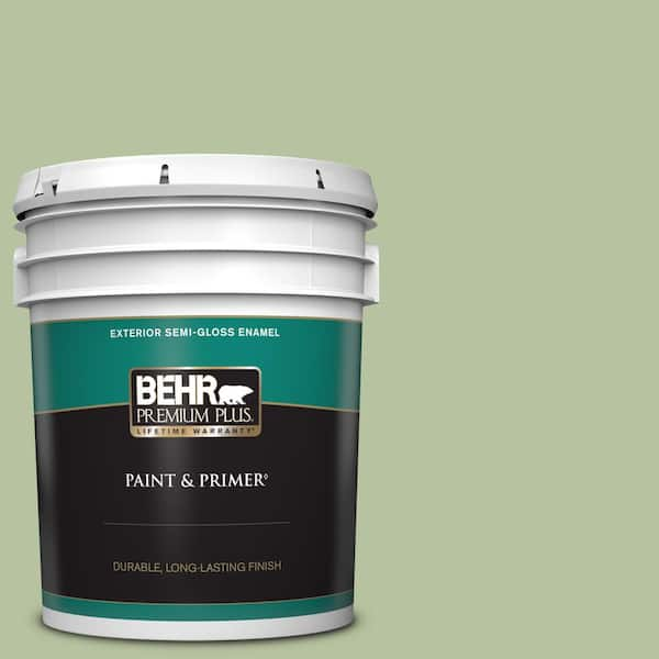 BEHR PREMIUM PLUS 5 gal. #M380-4 Chopped Dill Semi-Gloss Enamel Exterior Paint & Primer