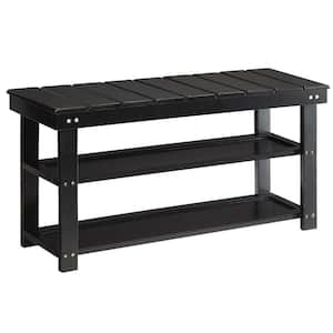 Oxford Black Bench with Shelves 17 in. H x 35.5 in. W x 12 in. D