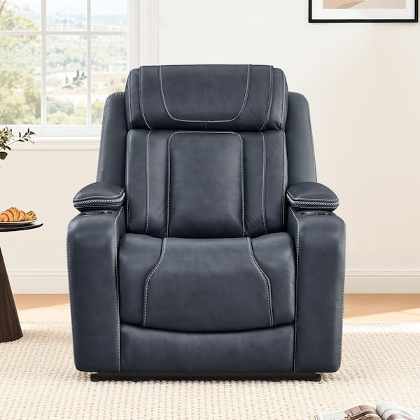 Corin Navy Zero-Gravity Triple Motors Leather Recliner with Power Lumbar ,Power Headrest,Cup Holders,USB&Type-C Ports