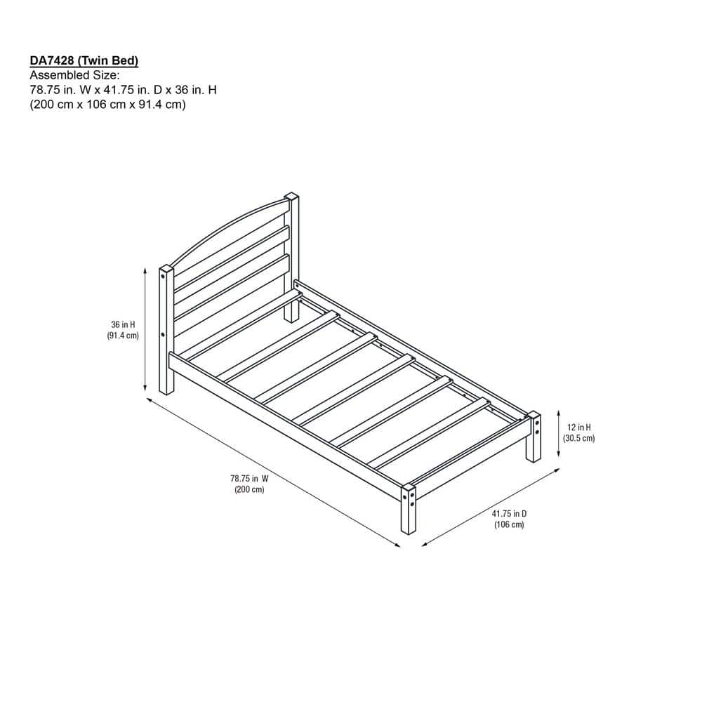 Braylon Minimalist Black Pine Twin Platform Bed with Headboard